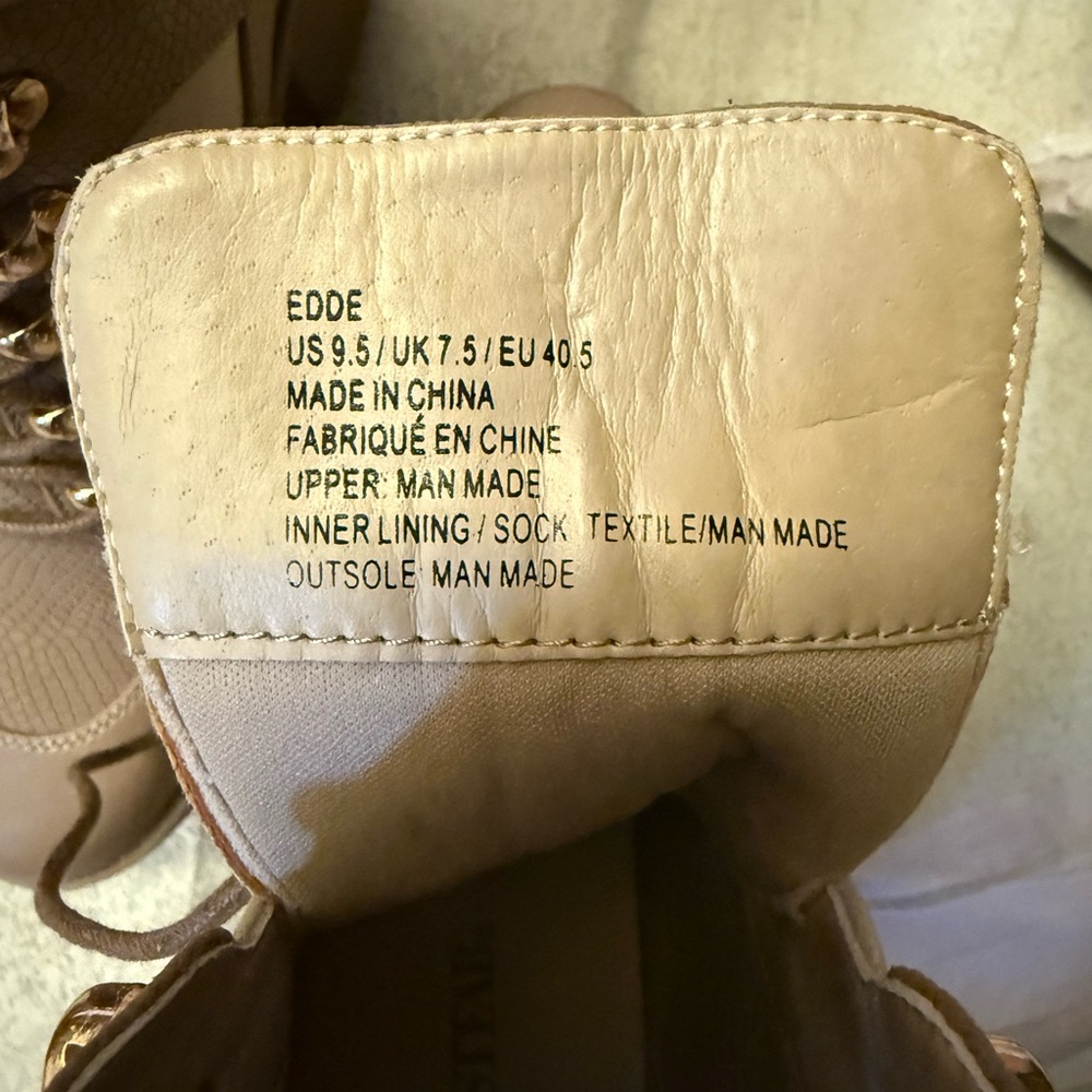 JustFab Tan Lace Up Boots with Rugged Sole - Picture 6 of 7